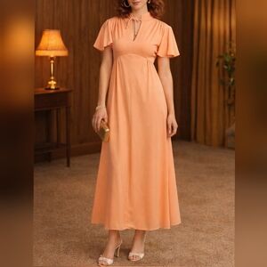 House of Bianchi Vintage 1970s Orange Maxi Bridesmaid Prom Party Dress size